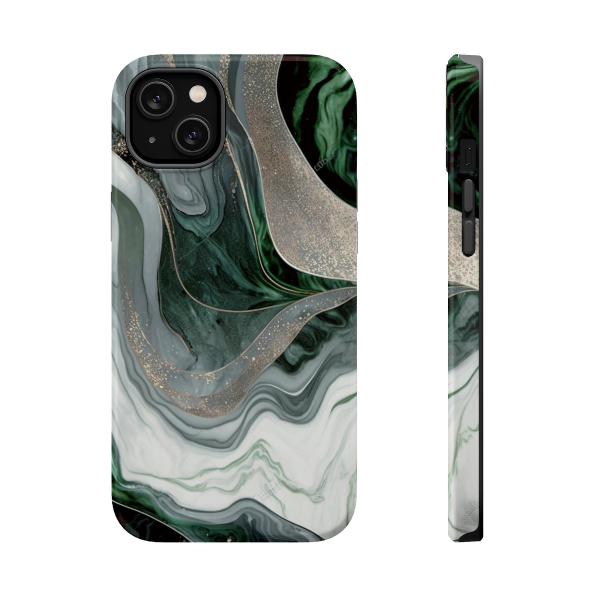 Green Marble - MagSafe Cases iPhone 14 Plus Glossy - phone cases