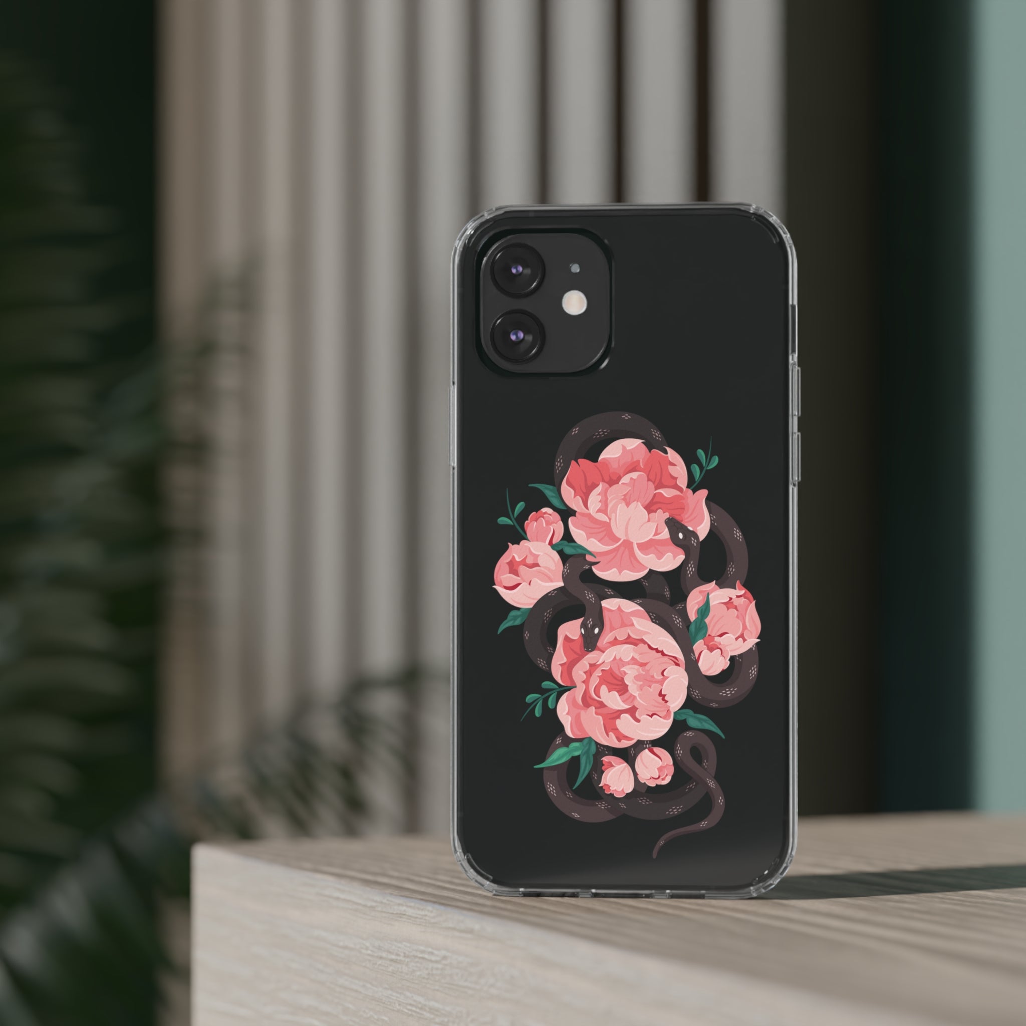 Snake with flowers - iPhone Clear Cases - phone cases