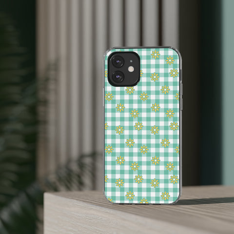 Checkerboard Flower - iPhone Clear Cases - phone cases