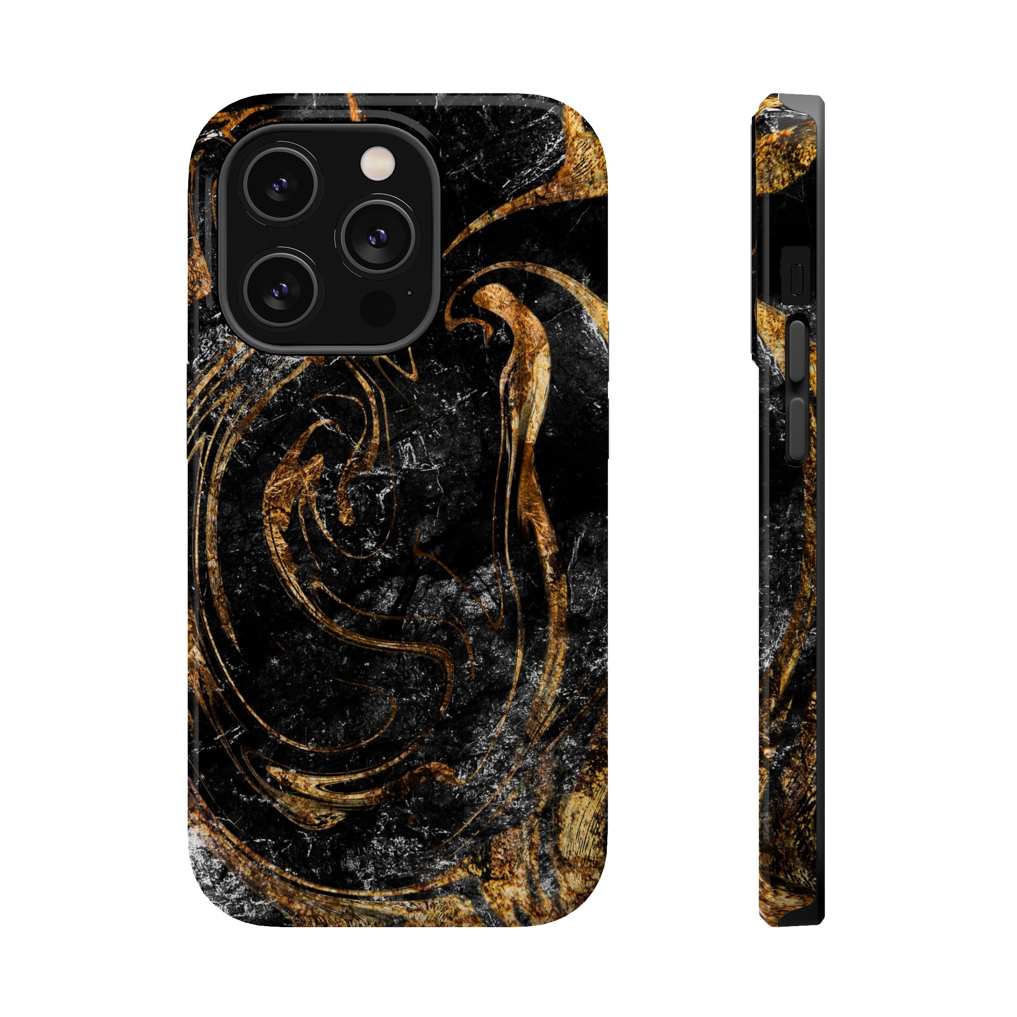 Golden Liquid Marble - MagSafe Cases iPhone 14 Pro Glossy - phone cases