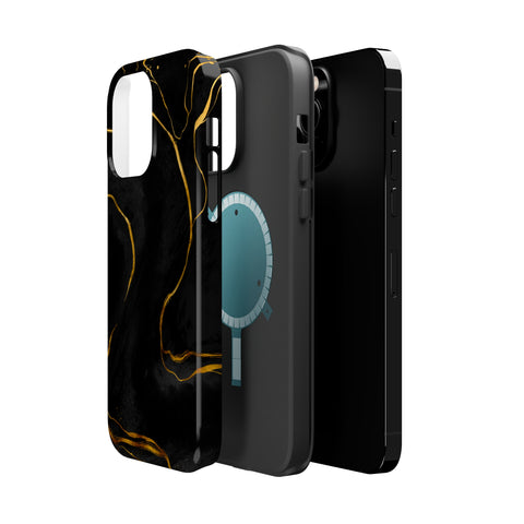 Black Cheetah Golden Marble - MagSafe Cases - phone cases