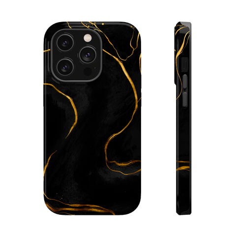 Black Cheetah Golden Marble - MagSafe Cases iPhone 14 Pro Glossy - phone cases