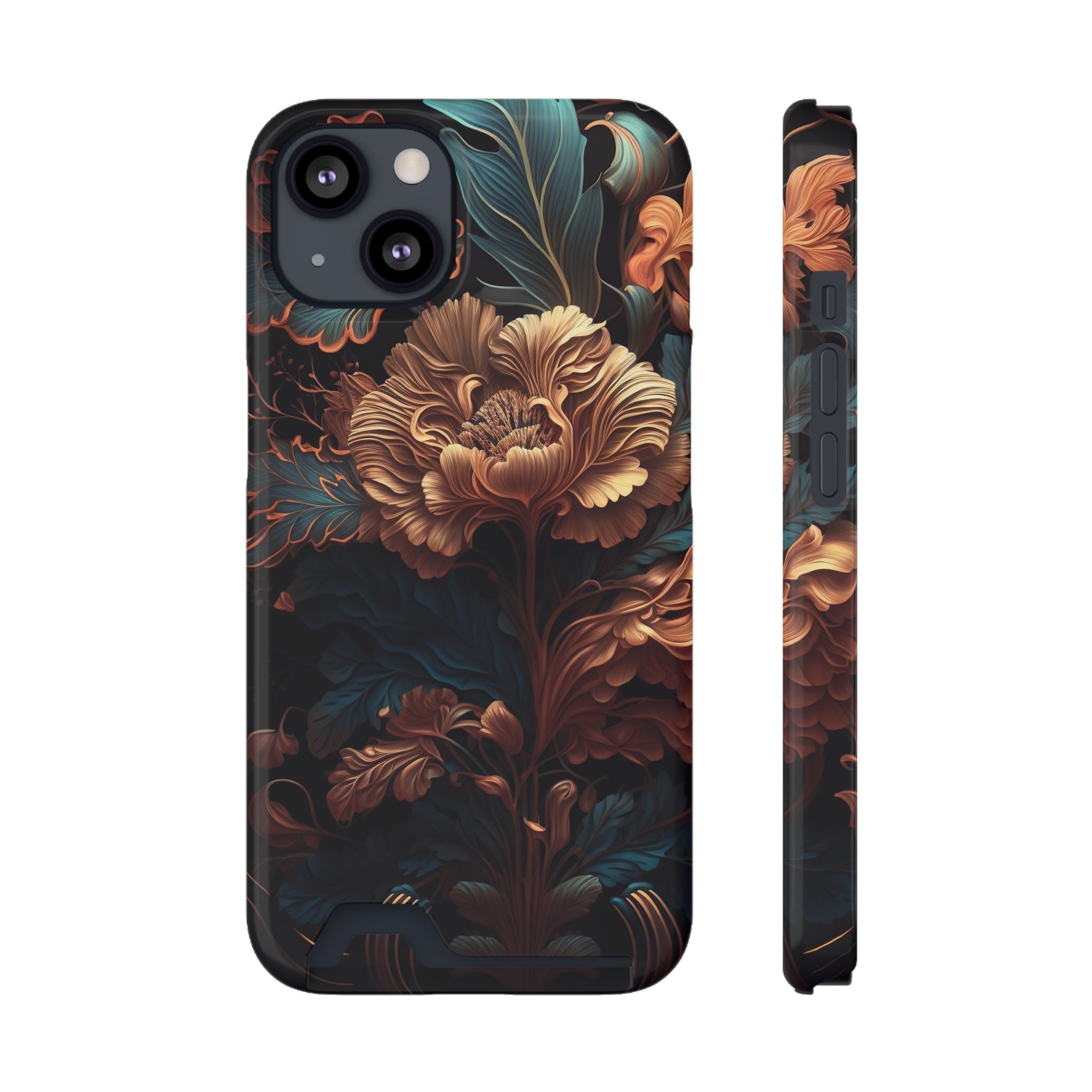 Dark floral - Card Holder Cases iPhone 13 Glossy With gift packaging - phone cases