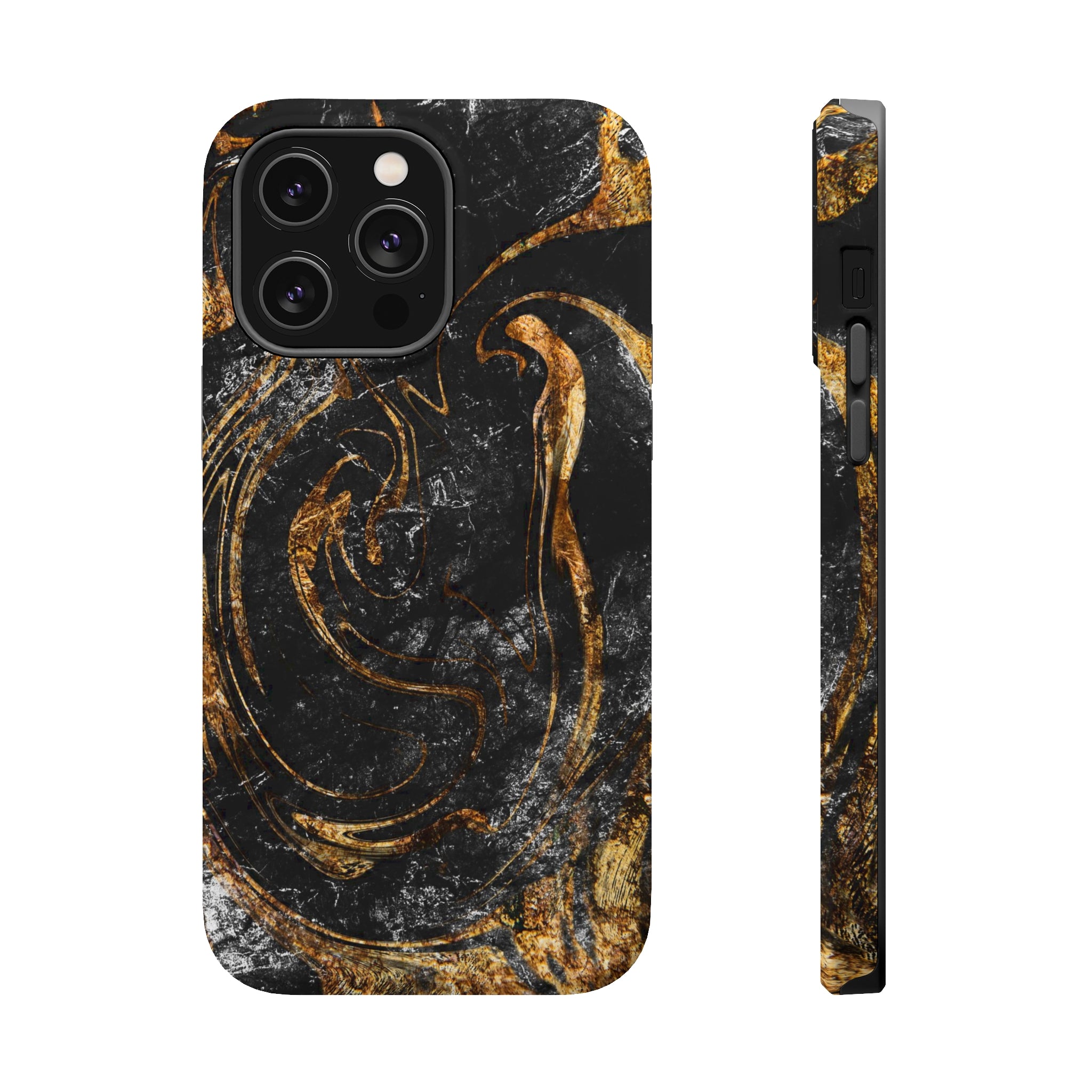 Golden Liquid Marble - MagSafe Cases iPhone 14 Pro Max Matte - phone cases