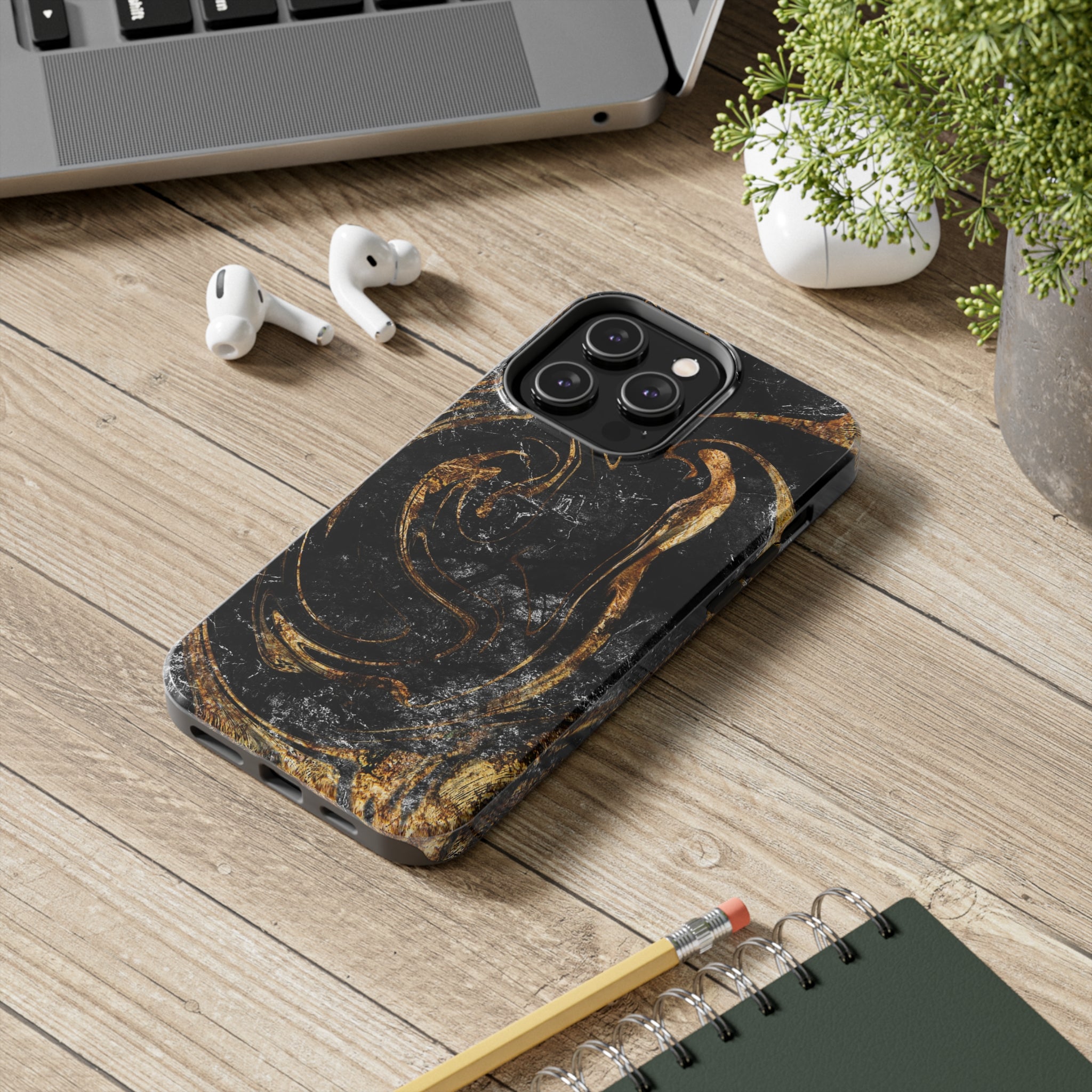 Golden Liquid Marble - iPhone Tough Cases - phone cases