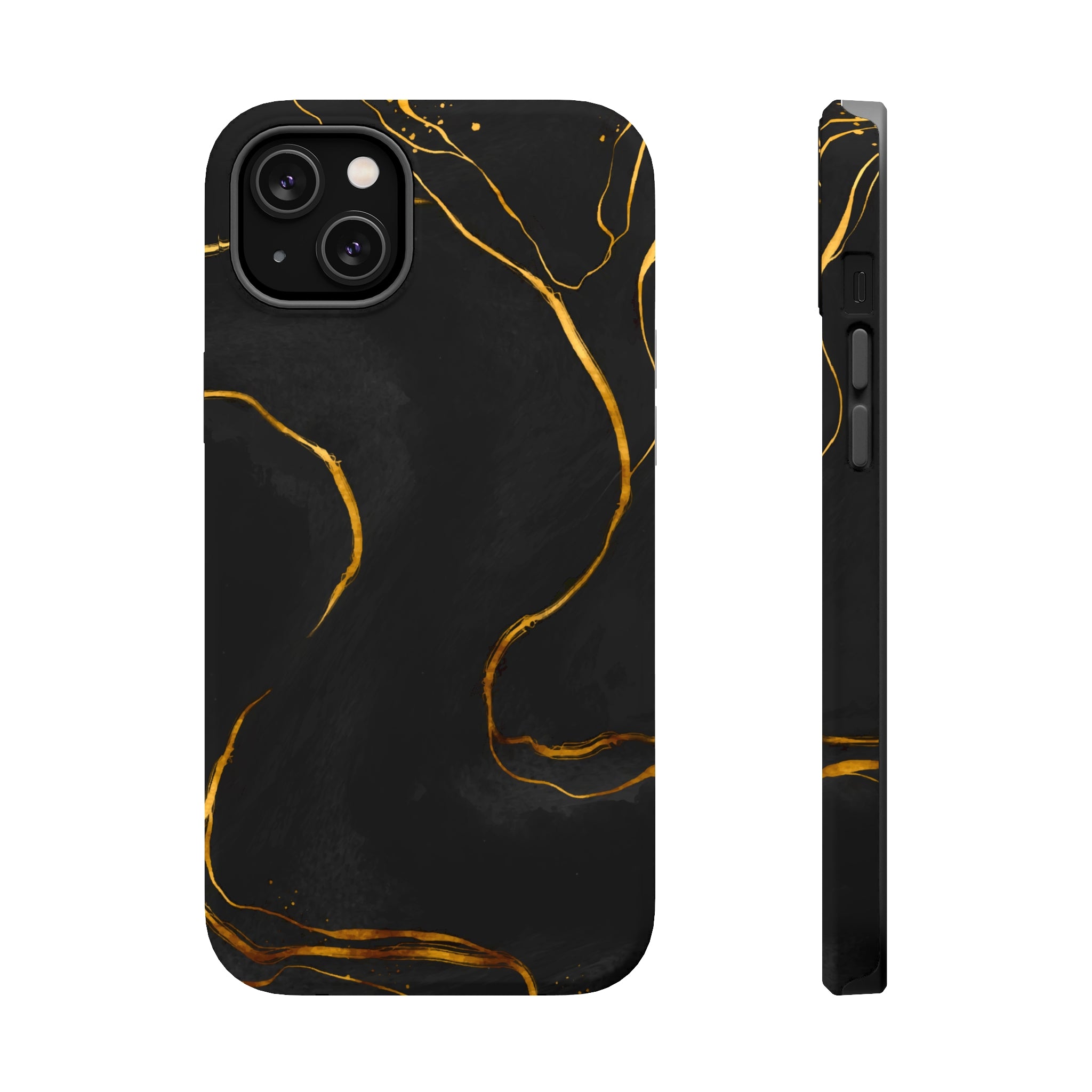 Black Cheetah Golden Marble - MagSafe Cases iPhone 14 Plus Matte - phone cases