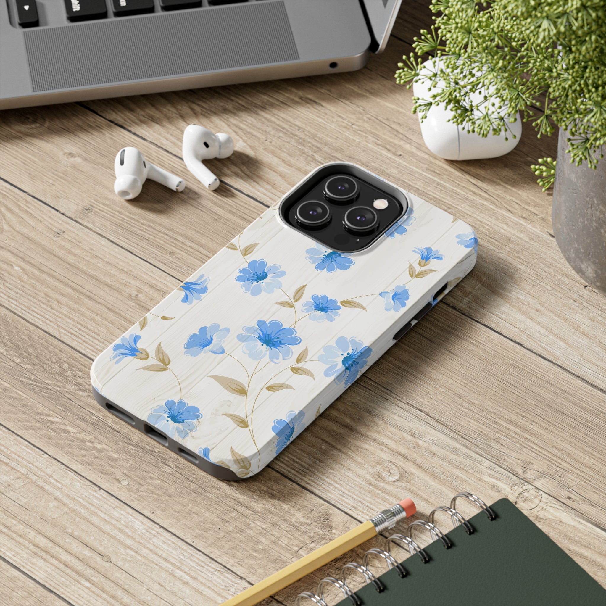 Blue Floral - iPhone Tough Cases - phone cases