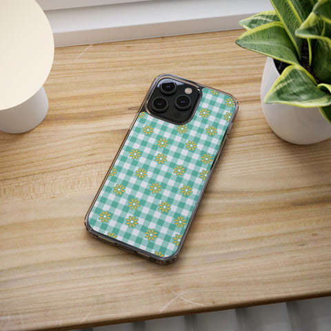 Checkerboard Flower - iPhone Clear Cases - phone cases