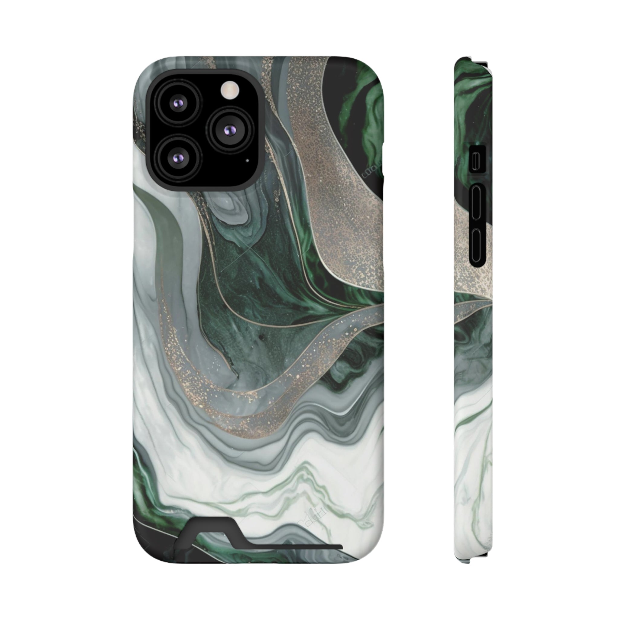 Green Marble - Card Holder Cases iPhone 13 Pro Max Matte Without gift packaging - phone cases