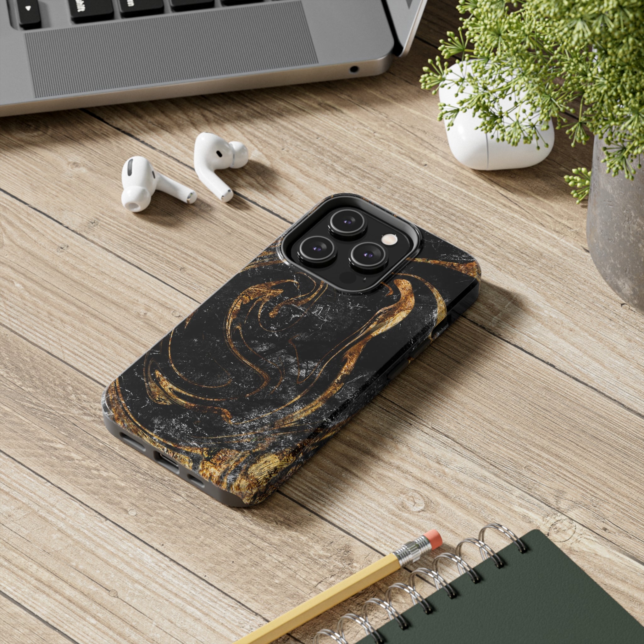 Golden Liquid Marble - iPhone Tough Cases - phone cases