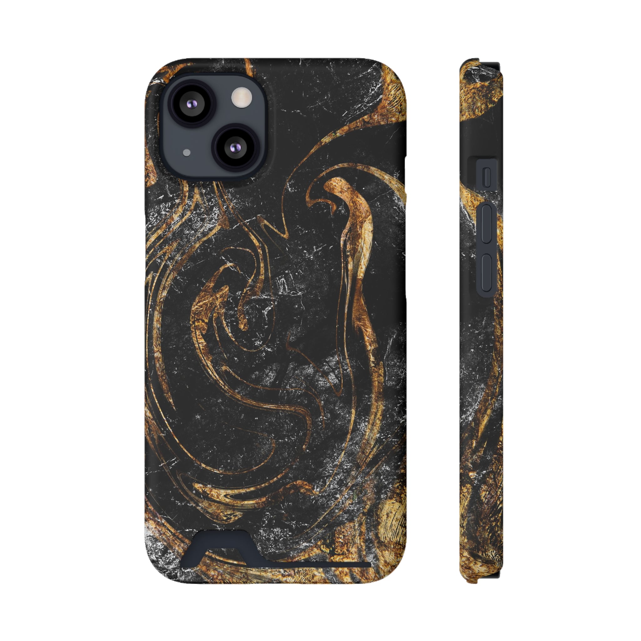 Golden Liquid Marble - Card Holder Cases iPhone 13 Matte Without gift packaging - phone cases