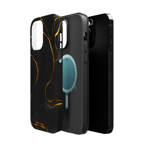 Black Cheetah Golden Marble - MagSafe Cases - phone cases