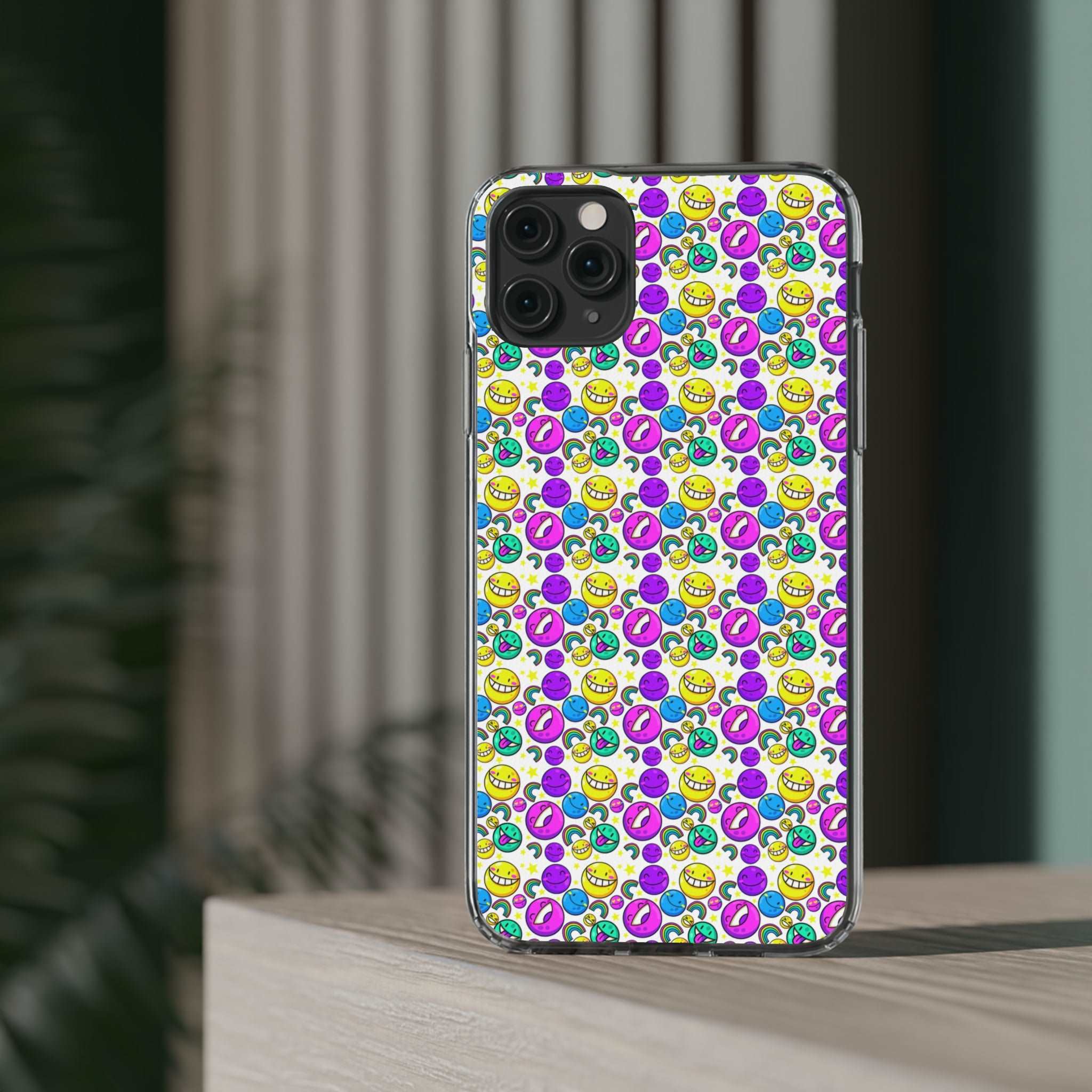 Colourful Emoticons - iPhone Clear Cases - phone cases