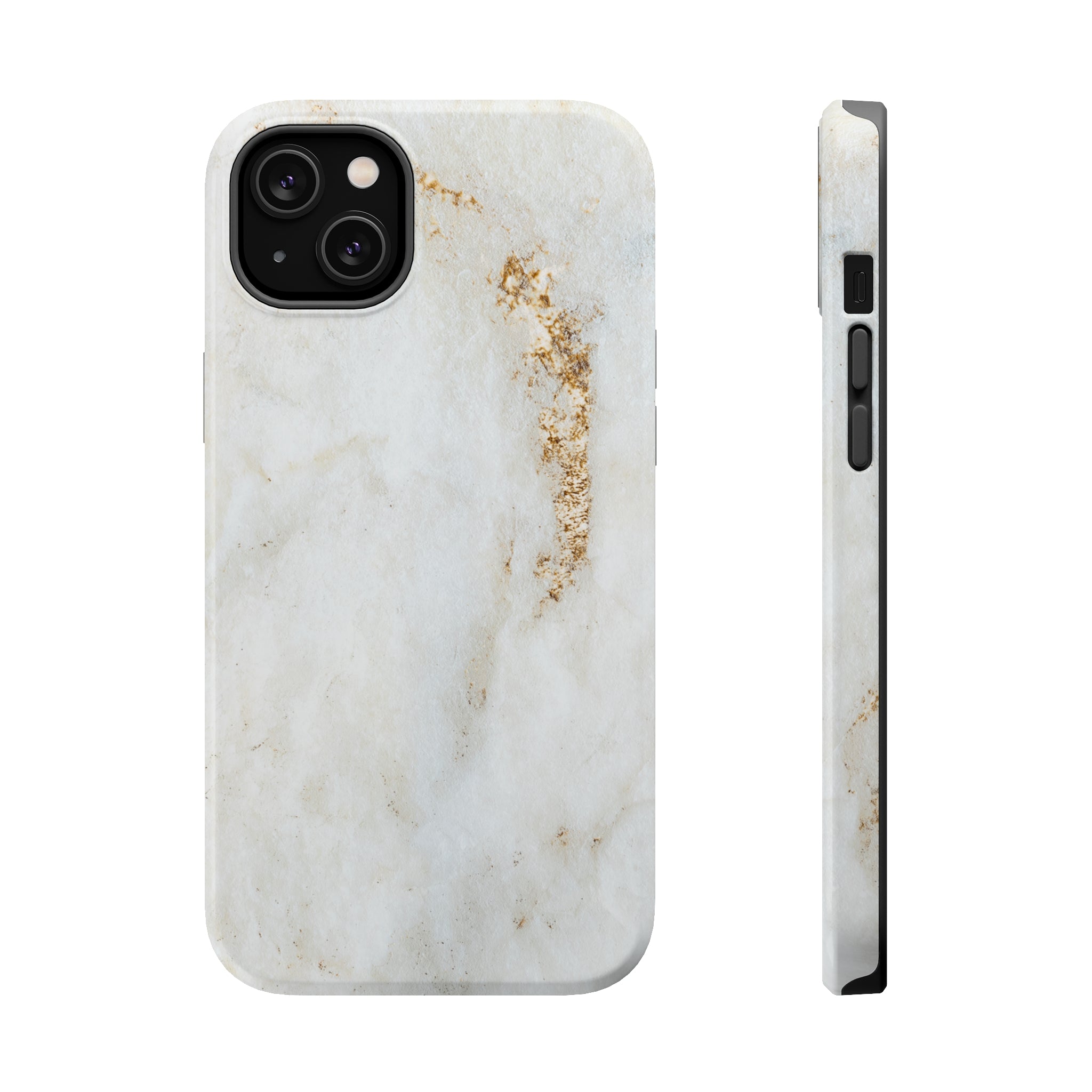 White Golden Marble - MagSafe Cases iPhone 14 Plus Glossy - phone cases