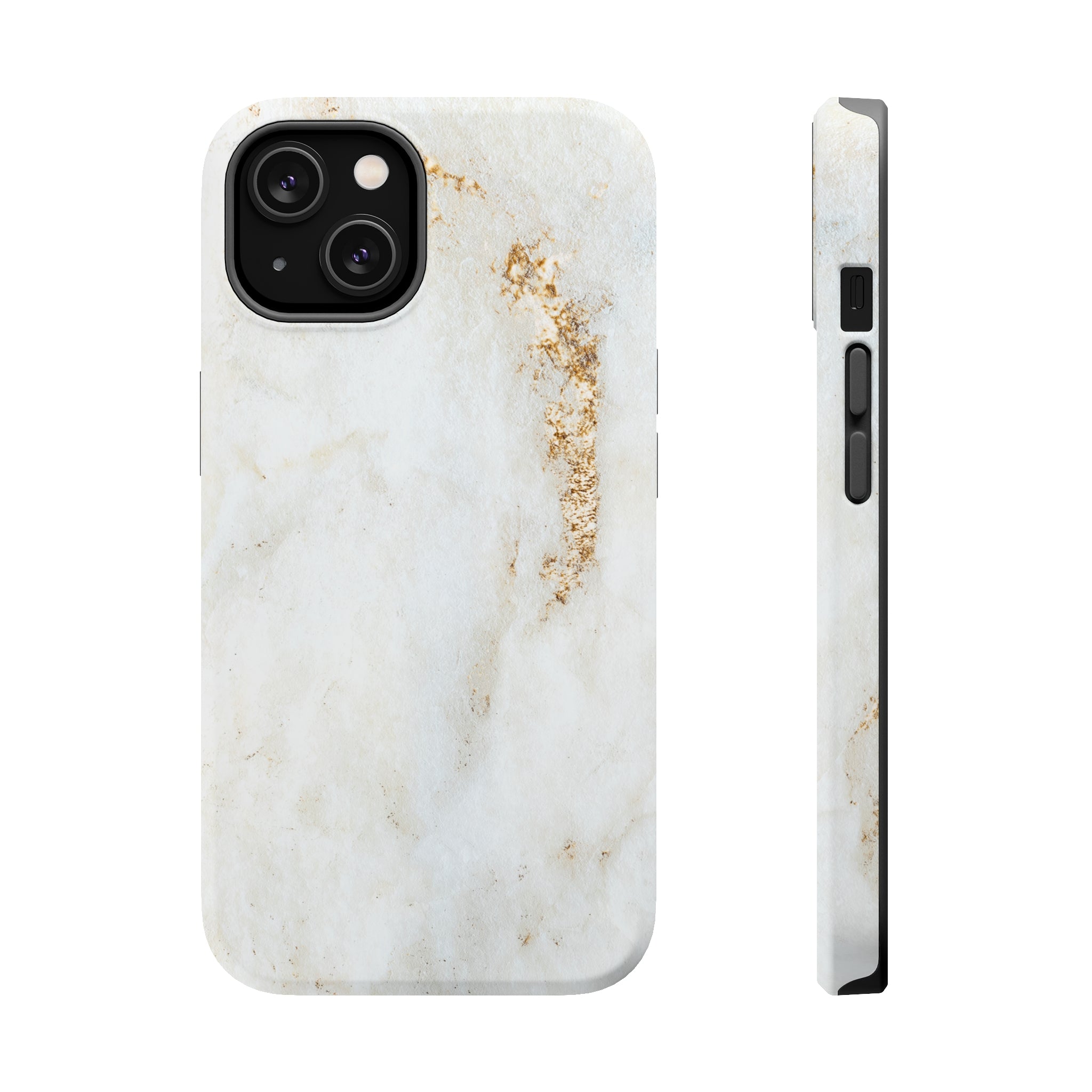 White Golden Marble - MagSafe Cases iPhone 14 Matte - phone cases