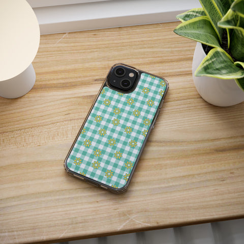 Checkerboard Flower - iPhone Clear Cases - phone cases