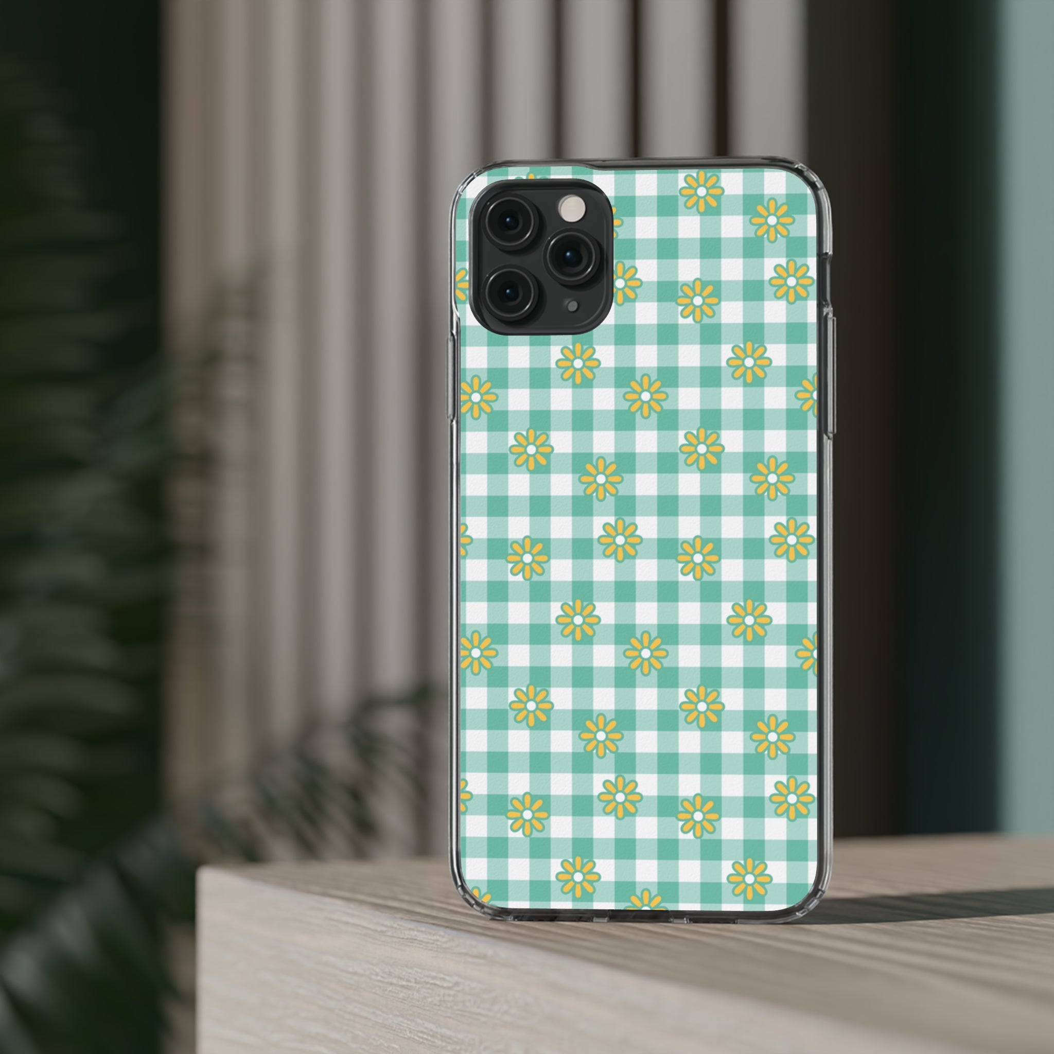 Checkerboard Flower - iPhone Clear Cases - phone cases