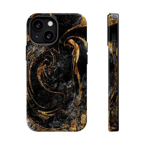 Golden Liquid Marble - MagSafe Cases iPhone 13 Mini Glossy - phone cases