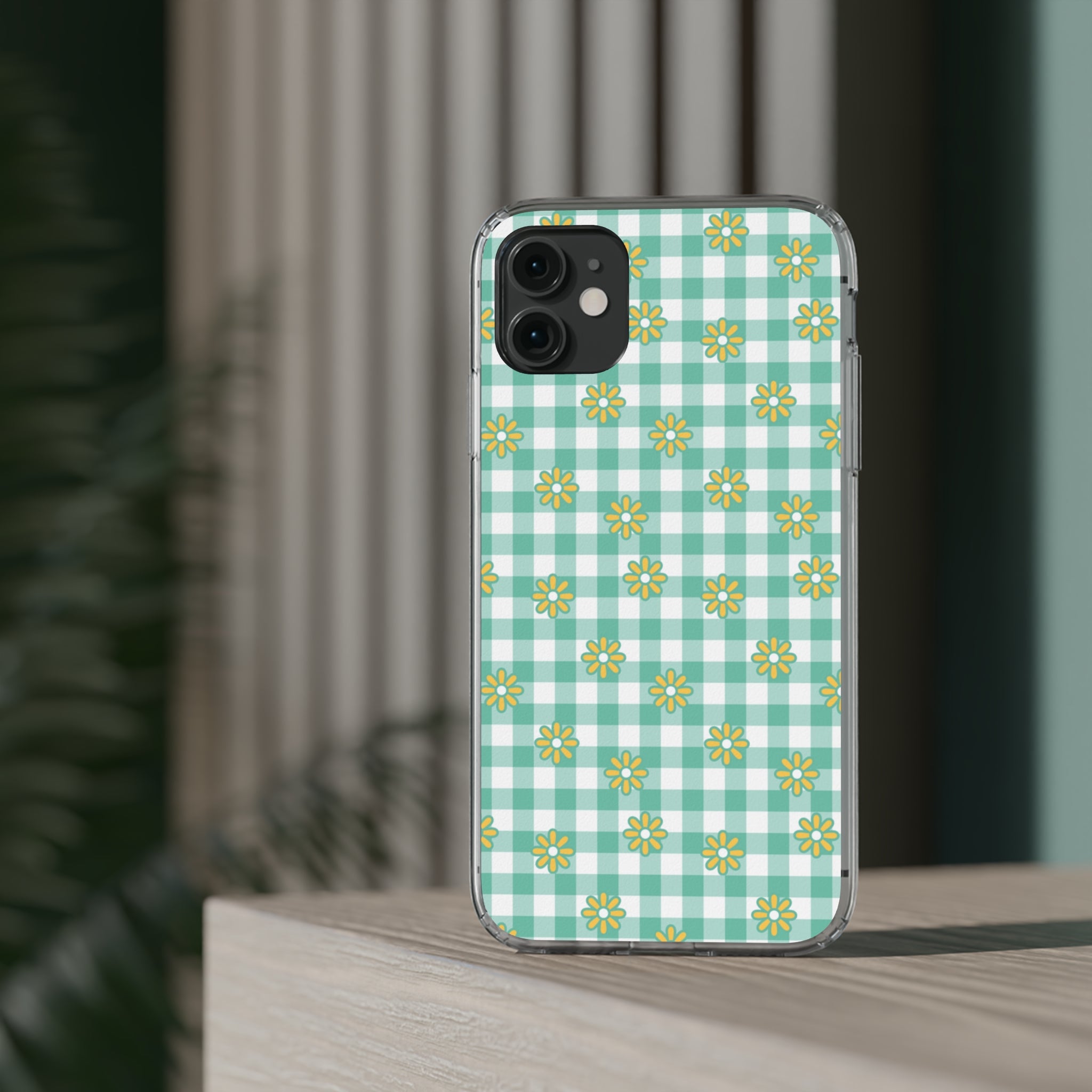 Checkerboard Flower - iPhone Clear Cases - phone cases