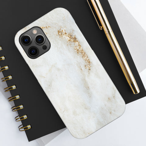 White Golden Marble - iPhone Tough Cases - phone cases