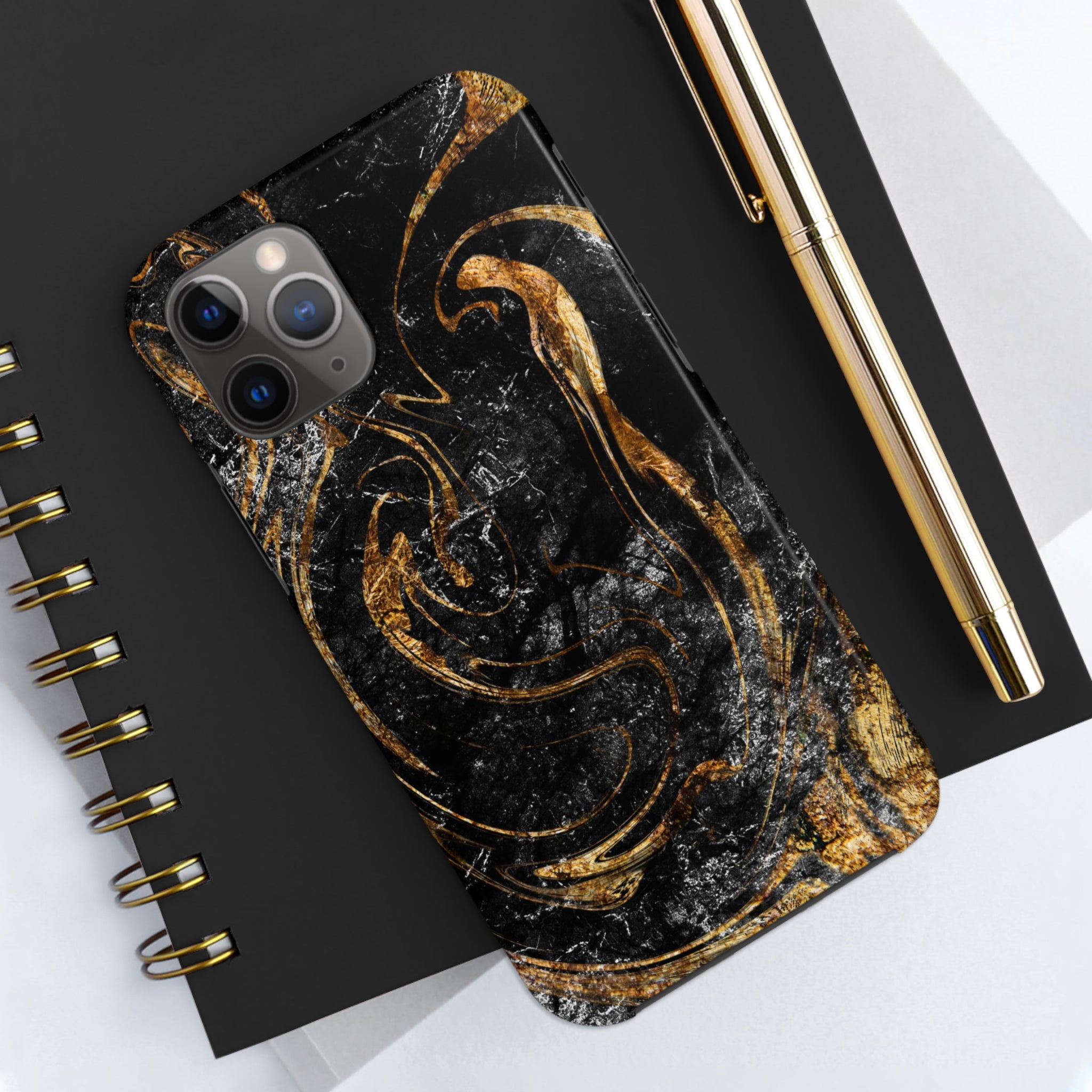 Golden Liquid Marble - iPhone Tough Cases - phone cases