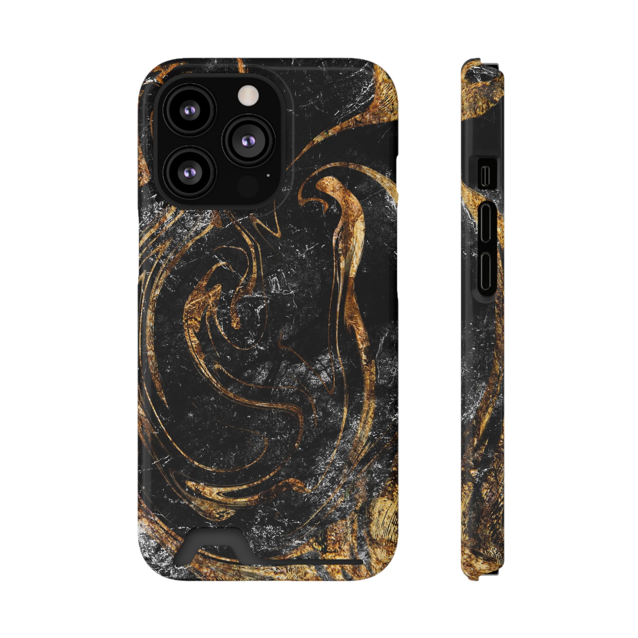 Golden Liquid Marble - Card Holder Cases iPhone 13 Pro Glossy With gift packaging - phone cases