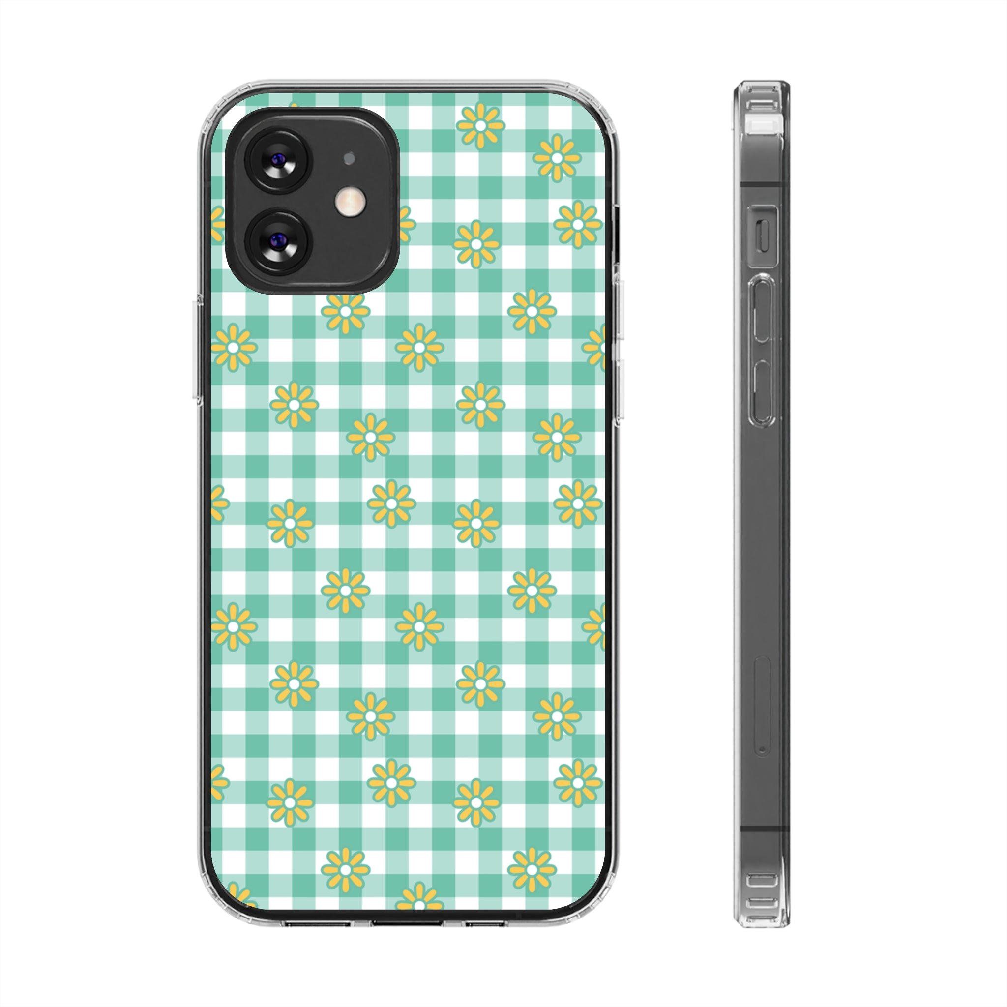 Checkerboard Flower - iPhone Clear Cases iPhone 12 Without gift packaging - phone cases