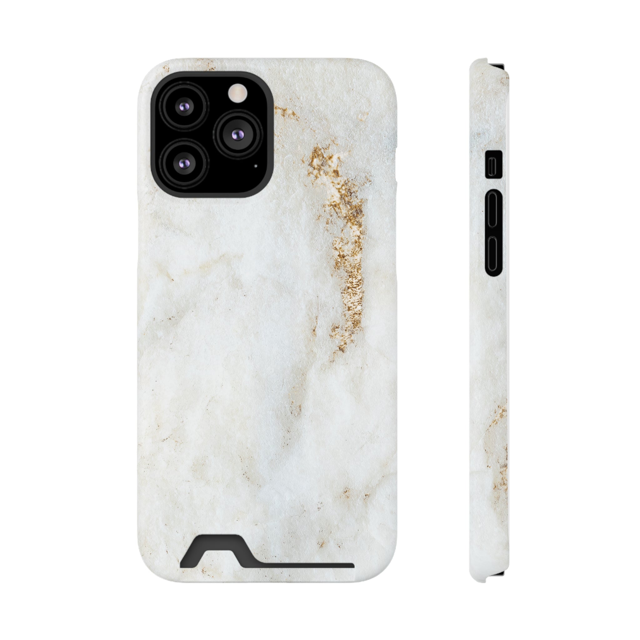 White Golden Marble - Card Holder Cases iPhone 13 Pro Max Glossy With gift packaging - phone cases