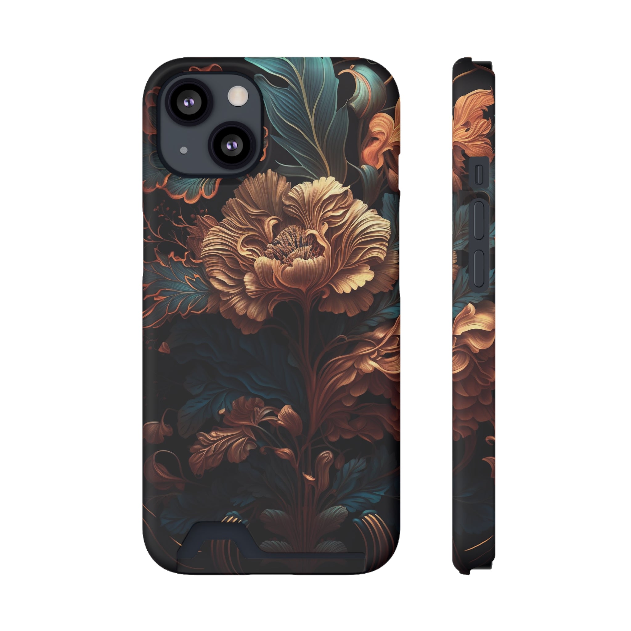 Dark floral - Card Holder Cases iPhone 13 Matte With gift packaging - phone cases