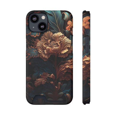 Dark floral - Card Holder Cases iPhone 13 Matte With gift packaging - phone cases