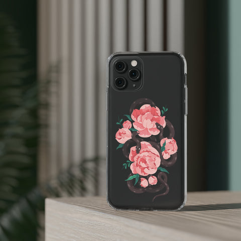 Snake with flowers - iPhone Clear Cases - phone cases