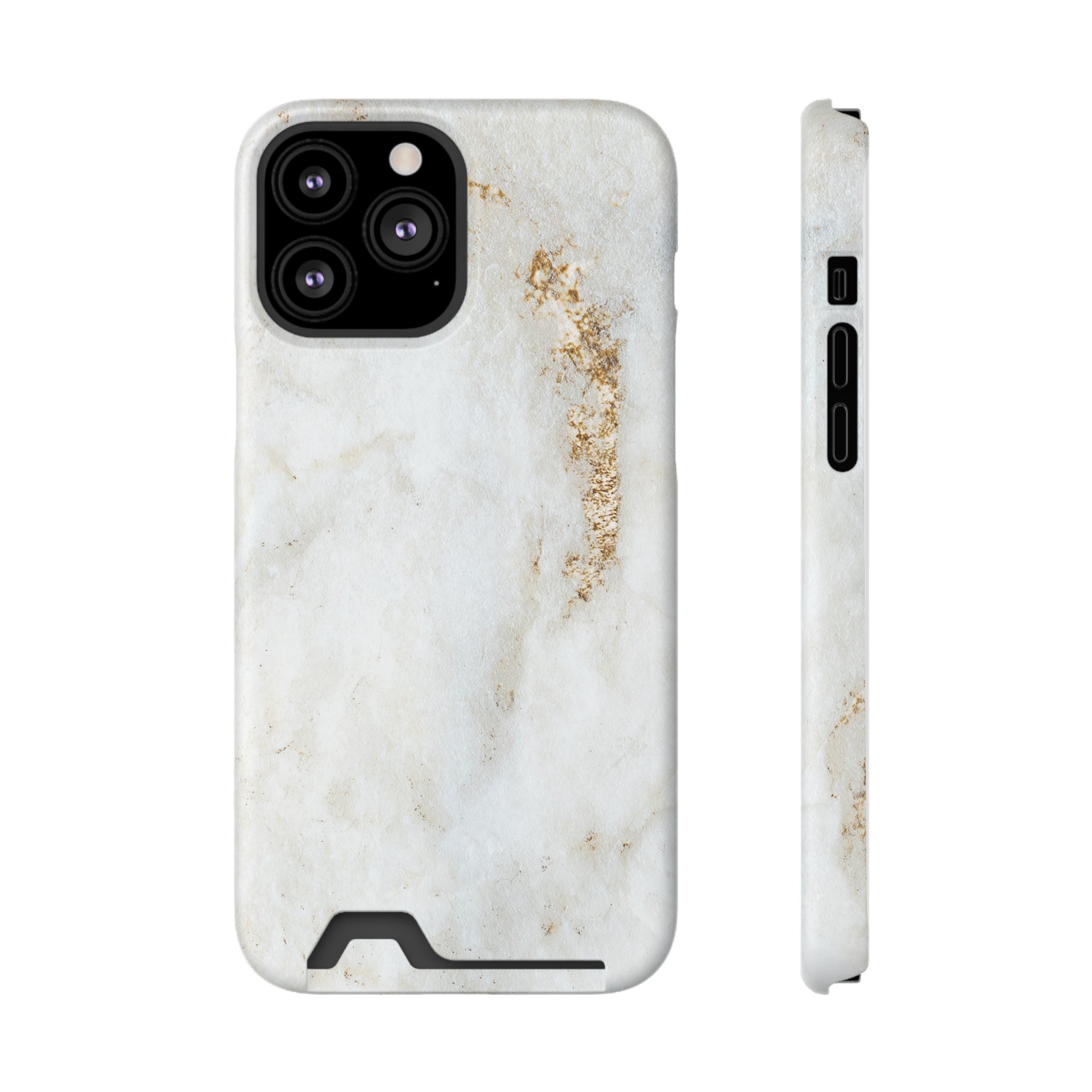 White Golden Marble - Card Holder Cases iPhone 13 Pro Max Matte With gift packaging - phone cases