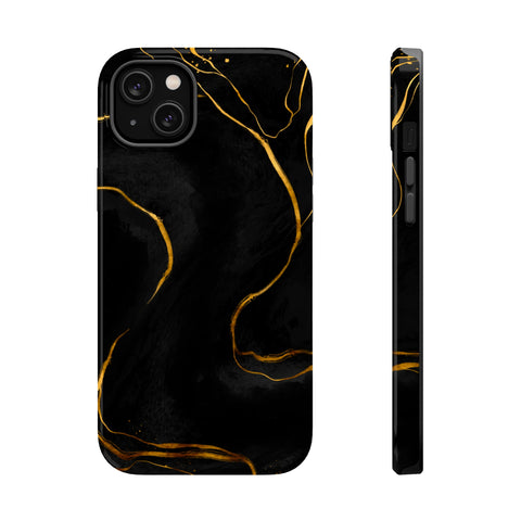 Black Cheetah Golden Marble - MagSafe Cases iPhone 14 Plus Glossy - phone cases