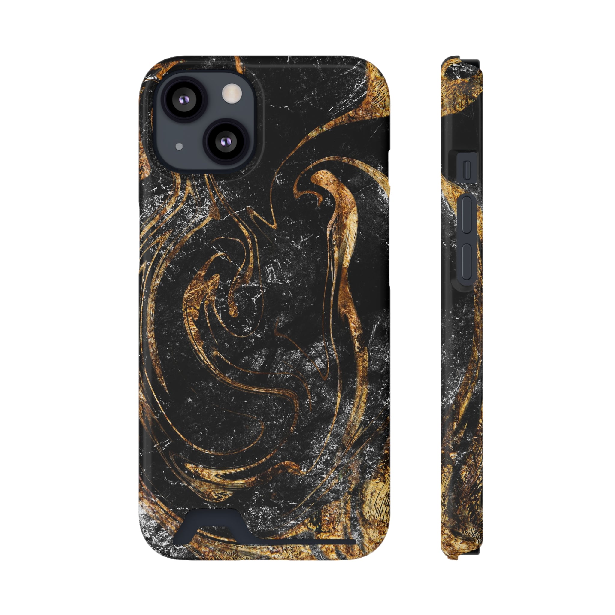 Golden Liquid Marble - Card Holder Cases iPhone 13 Glossy With gift packaging - phone cases