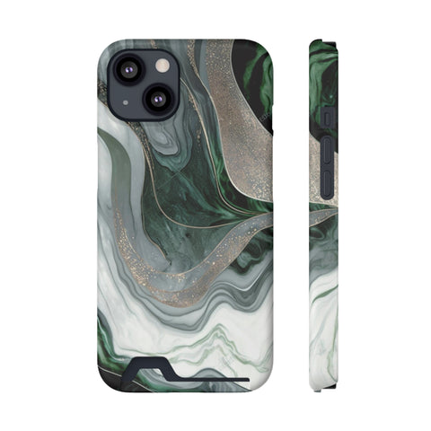 Green Marble - Card Holder Cases iPhone 13 Matte With gift packaging - phone cases