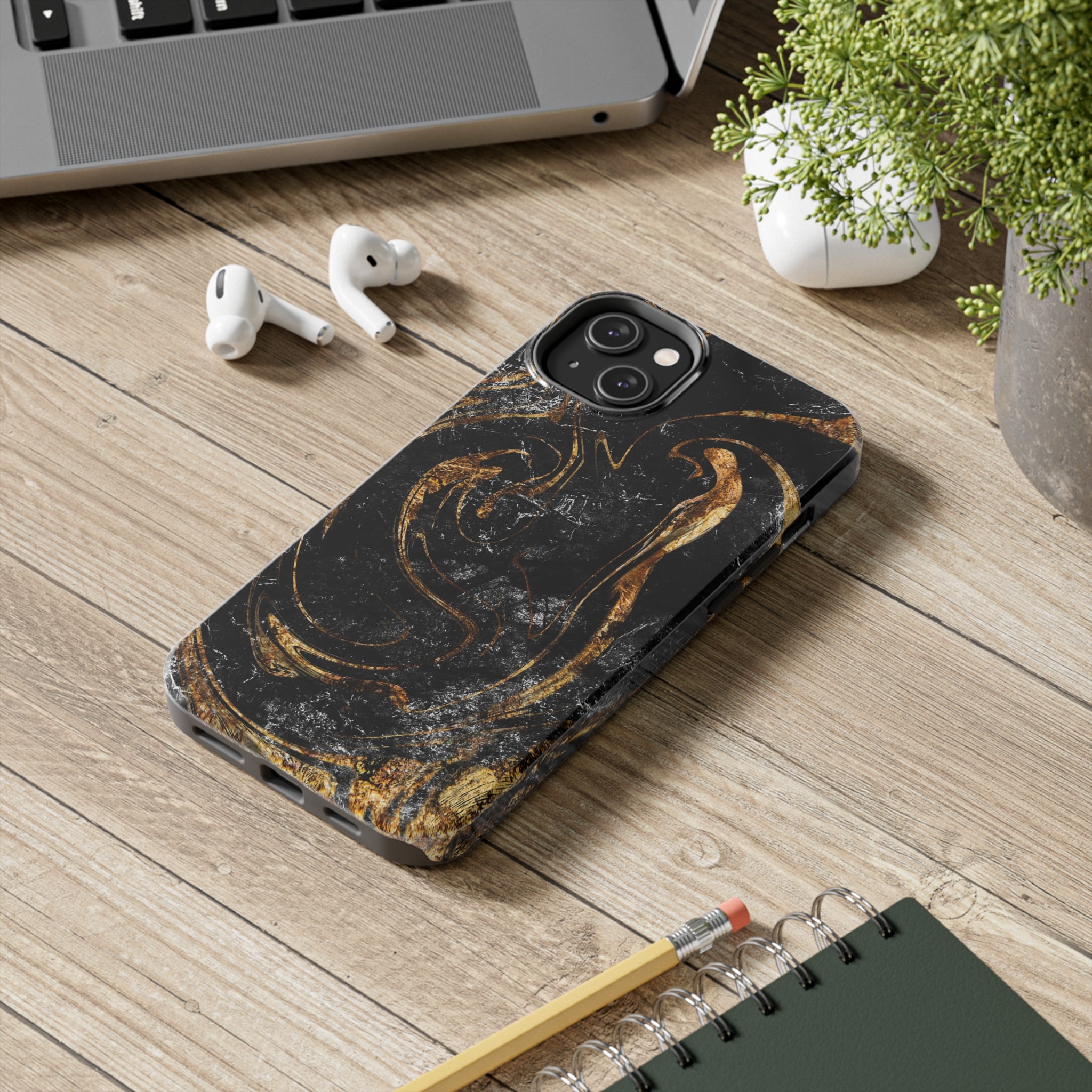 Golden Liquid Marble - iPhone Tough Cases - phone cases