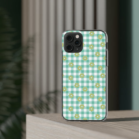 Checkerboard Flower - iPhone Clear Cases - phone cases