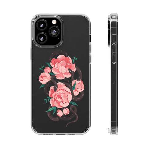 Snake with flowers - iPhone Clear Cases iPhone 13 Pro Max Without gift packaging - phone cases