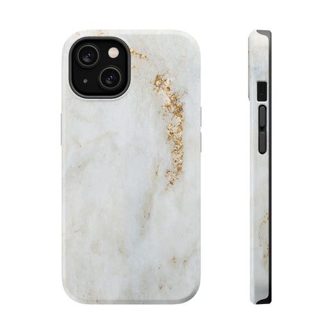 White Golden Marble - MagSafe Cases iPhone 14 Glossy - phone cases