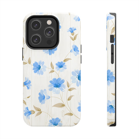 Blue Floral - iPhone Tough Cases iPhone 14 Pro - phone cases