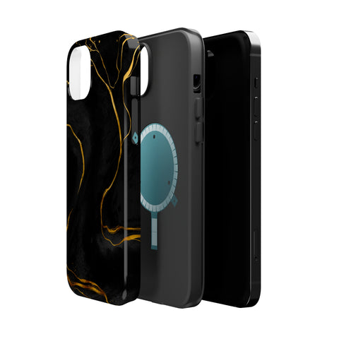 Black Cheetah Golden Marble - MagSafe Cases - phone cases