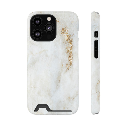 White Golden Marble - Card Holder Cases iPhone 13 Pro Glossy Without gift packaging - phone cases