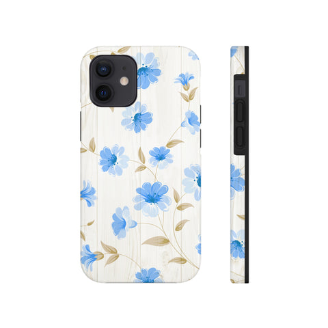 Blue Floral - iPhone Tough Cases iPhone 12 Mini - phone cases