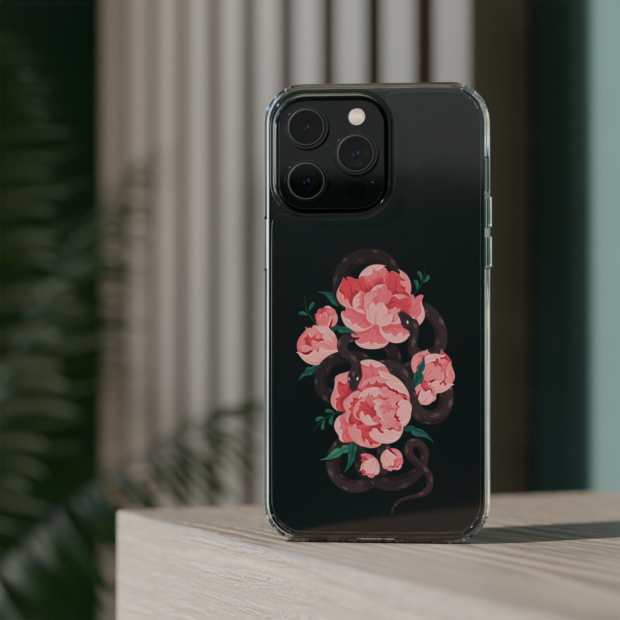 Snake with flowers - iPhone Clear Cases - phone cases