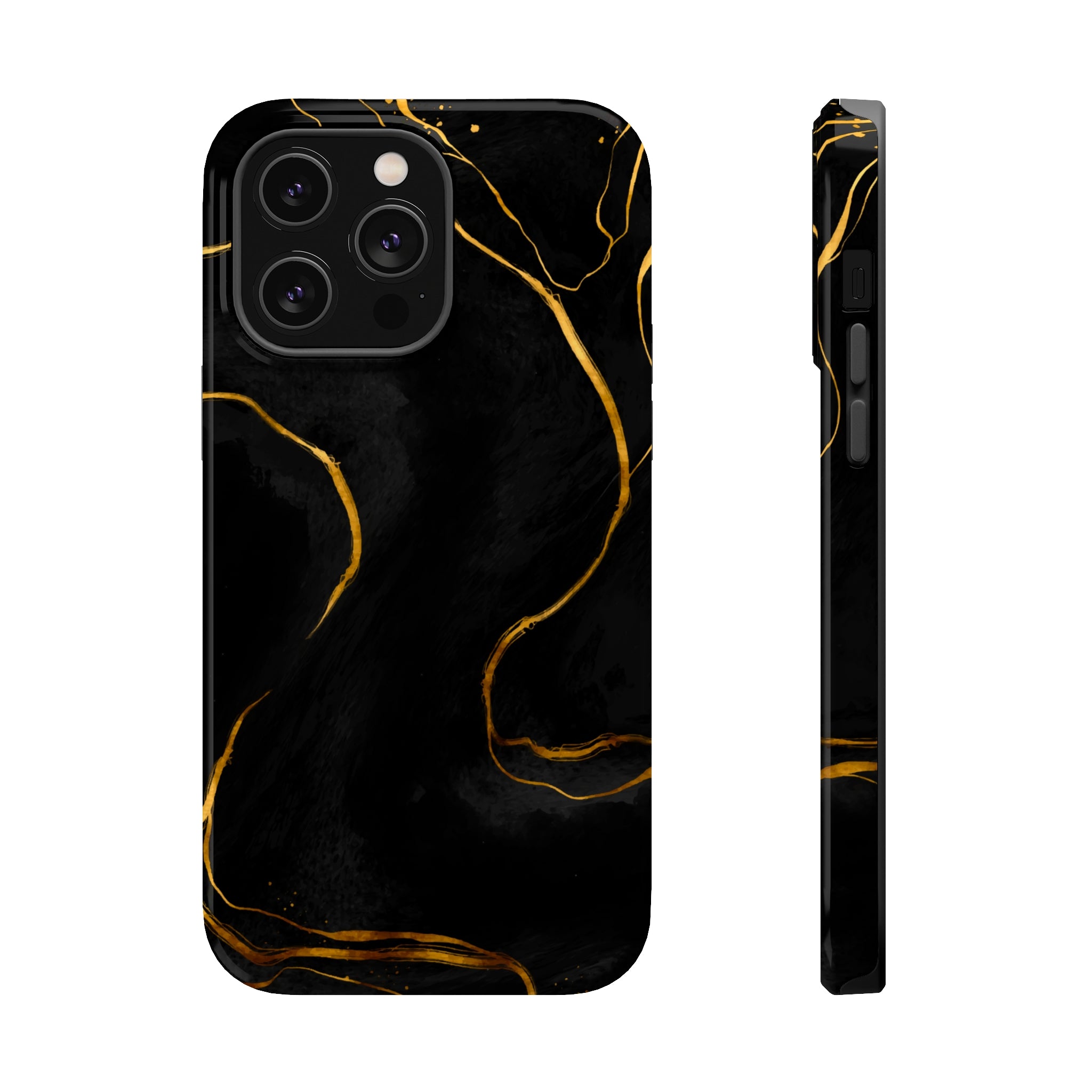 Black Cheetah Golden Marble - MagSafe Cases iPhone 14 Pro Max Glossy - phone cases