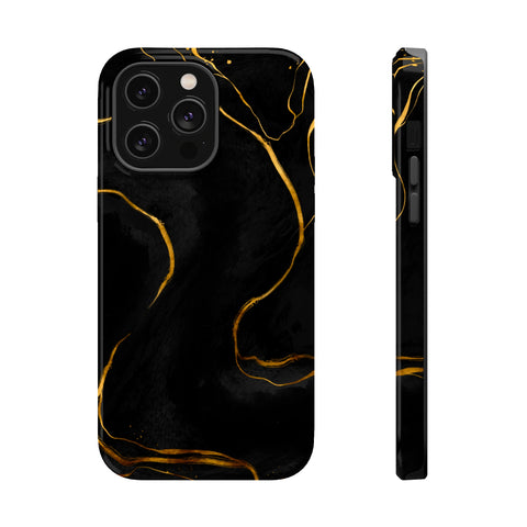 Black Cheetah Golden Marble - MagSafe Cases iPhone 14 Pro Max Glossy - phone cases