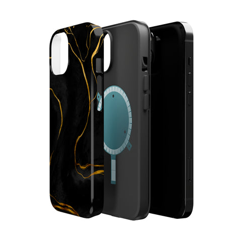 Black Cheetah Golden Marble - MagSafe Cases - phone cases