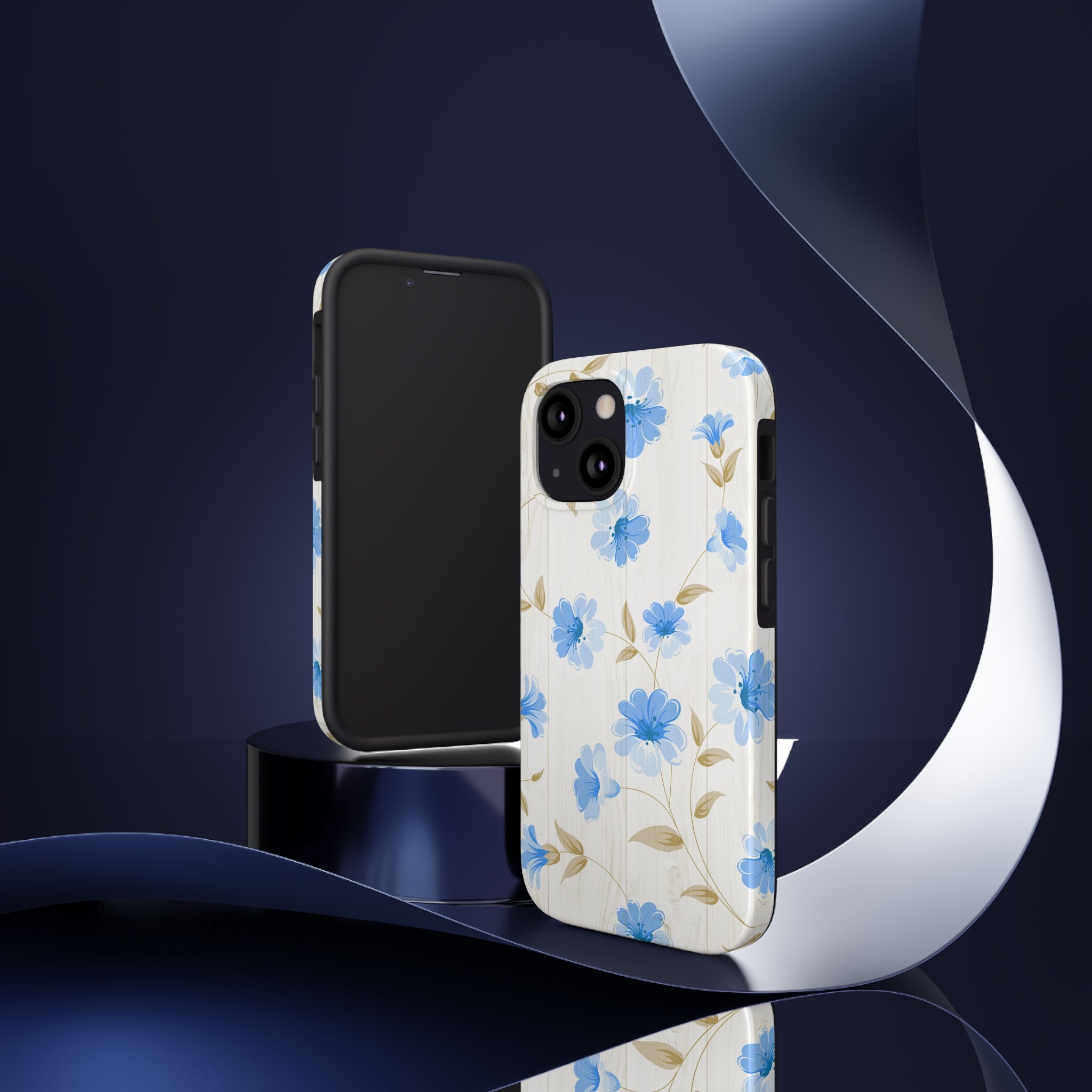 Blue Floral - iPhone Tough Cases - phone cases