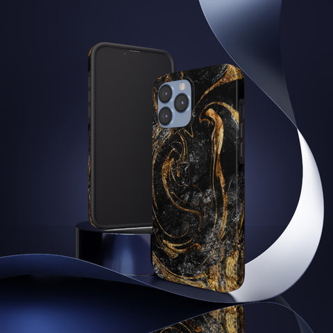 Golden Liquid Marble - iPhone Tough Cases - phone cases