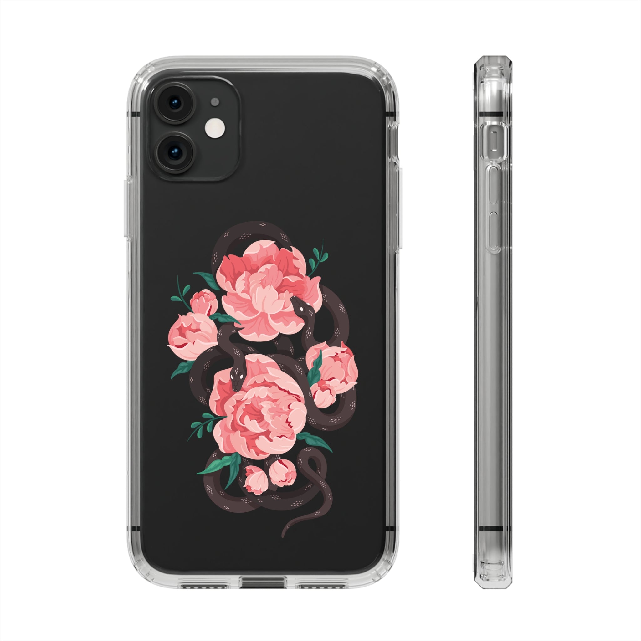 Snake with flowers - iPhone Clear Cases iPhone 11 Without gift packaging - phone cases